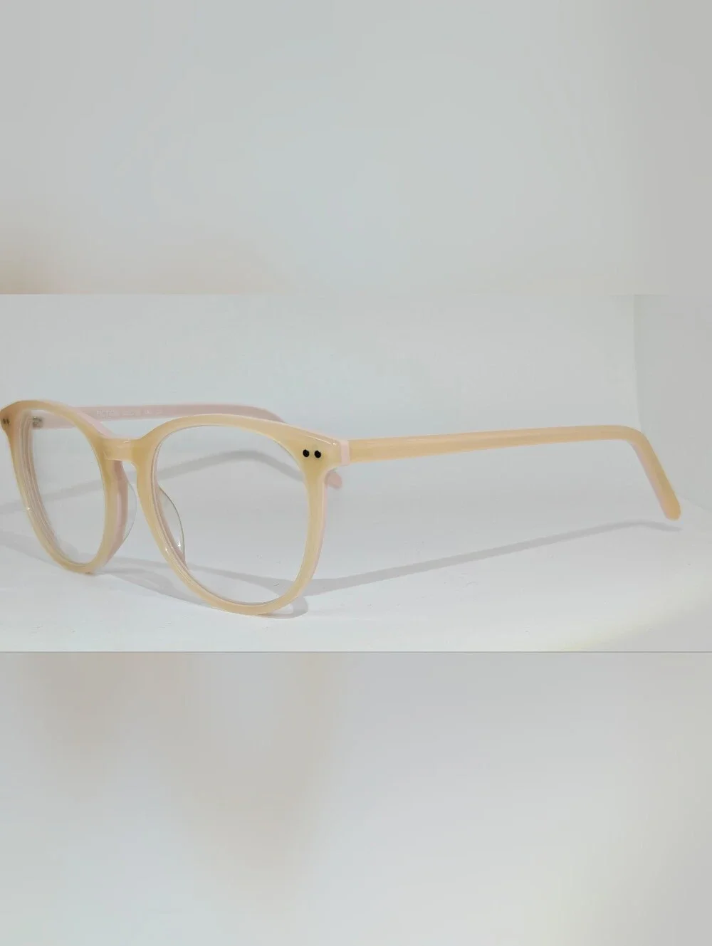Fiction. Classic Round Women's Eyeglass Frames in Nude Pastel Pink
